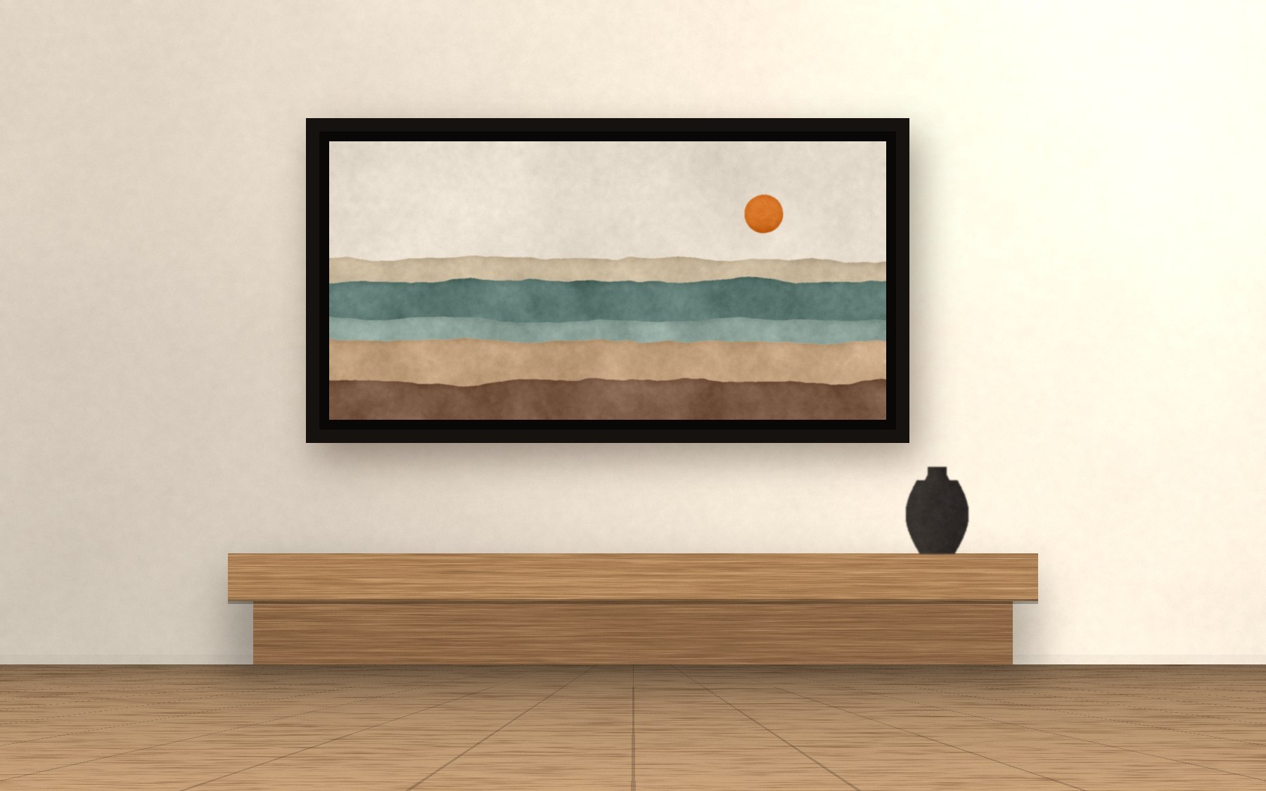 Coastal Strata in a black floater frame