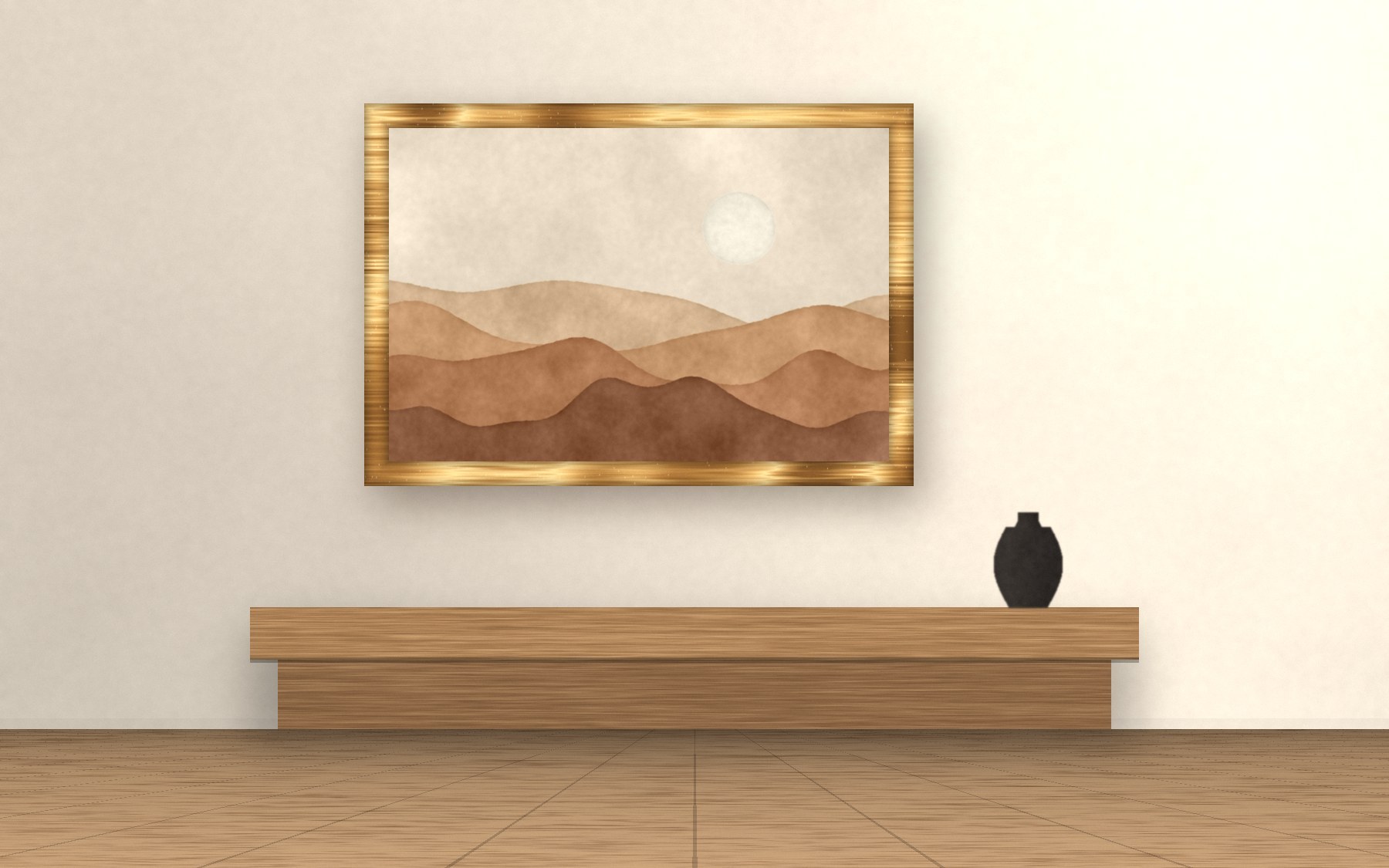 Moonrise Dunes in an antique gold frame